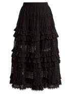 Matchesfashion.com Zimmermann - Corsair Lace And Ruffle Trimmed Cotton Skirt - Womens - Black