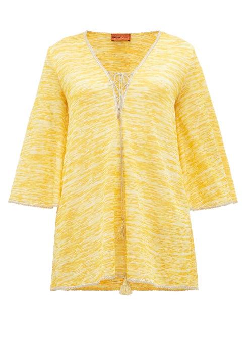 Matchesfashion.com Missoni Mare - Lace Up Crochet Knit Kaftan - Womens - Yellow