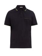 Matchesfashion.com Moncler - Logo Plaque Cotton Piqu Polo Shirt - Mens - Navy