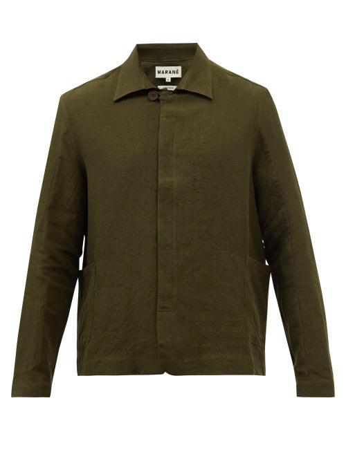 Maran - Linen Shirt Jacket - Mens - Khaki