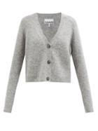 Ganni - V-neck Ribbed-knit Cardigan - Womens - Grey