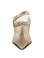 Matchesfashion.com Rick Owens - Metallic One-shoulder Swimsuit - Womens - Bronze