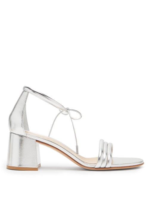 Matchesfashion.com Gianvito Rossi - Sydney 60 Metallic-leather Block-heel Sandals - Womens - Silver