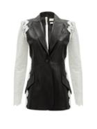 Matchesfashion.com Alexander Mcqueen - Single-breasted Lace And Leather Jacket - Womens - Black