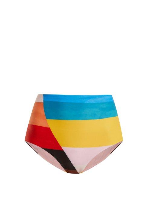 Matchesfashion.com Mara Hoffman - Lydia Plateau Print High Waisted Bikini Briefs - Womens - Multi