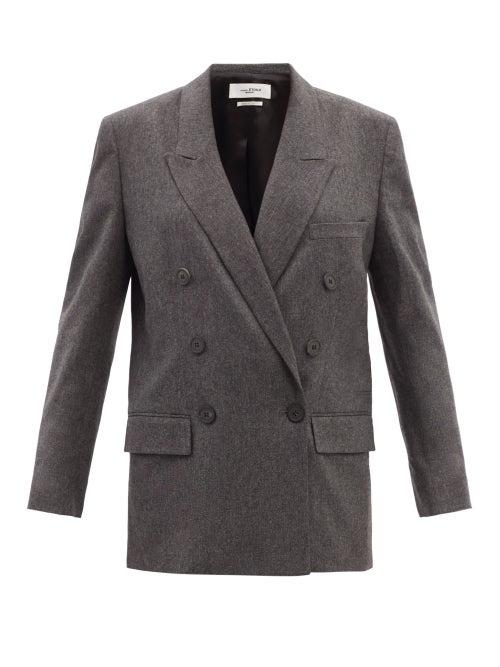 Isabel Marant Toile - Noleagan Wool-blend Double-breasted Flannel Blazer - Womens - Dark Grey