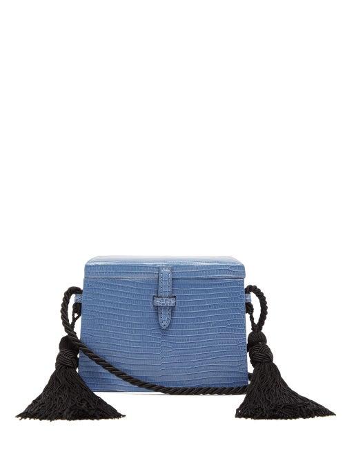 Matchesfashion.com Hunting Season - Square Trunk Mini Lizard Skin Cross Body Bag - Womens - Blue