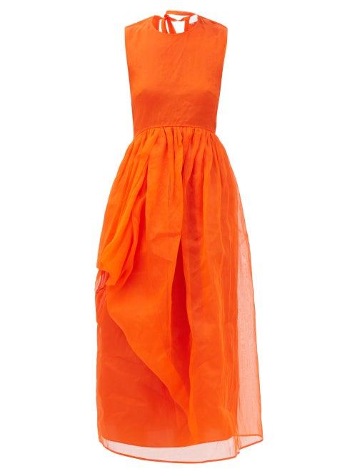 Cecilie Bahnsen - Fang Cutout-back Gathered Cotton-organdy Dress - Womens - Orange