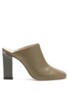 Matchesfashion.com Wandler - Casta Block-heel Leather Mules - Womens - Khaki