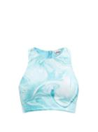 Ladies Beachwear Ganni - Abstract-print Recycled Fibre-blend Bikini Top - Womens - Blue Print