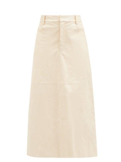 Sea - Laurence Faux-leather Midi Skirt - Womens - Cream
