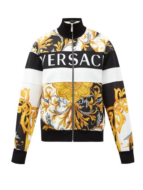 Matchesfashion.com Versace - Baroque-print Technical Jersey Track Jacket - Mens - Black Yellow
