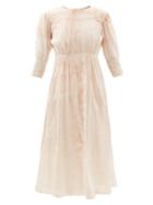 Ladies Rtw Mimi Prober - Georgia Lace-panelled Organic-cotton Voile Dress - Womens - Light Pink