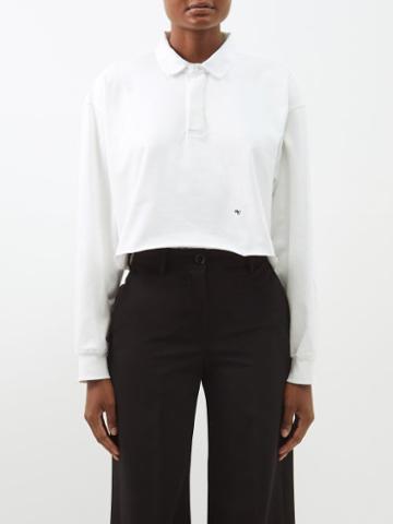 Hommegirls - Cropped Cotton-jersey Rugby Shirt - Womens - Off White