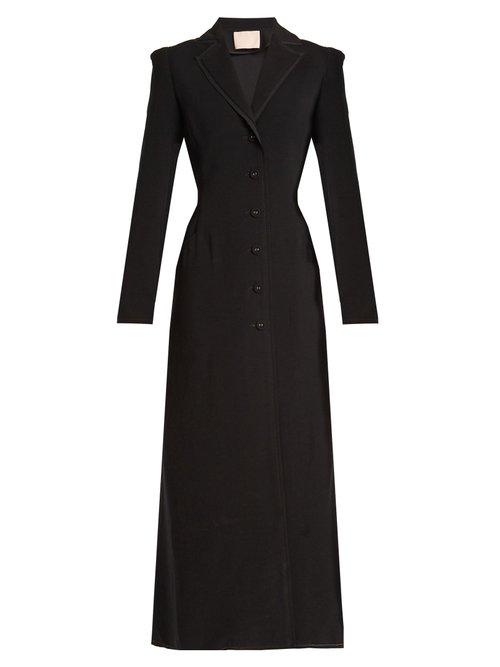 Matchesfashion.com Brock Collection - Carolyn Notch Lapel Textured Crepe Dress - Womens - Black