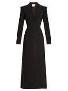 Matchesfashion.com Brock Collection - Carolyn Notch Lapel Textured Crepe Dress - Womens - Black