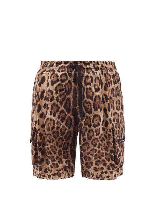 Mens Rtw Dolce & Gabbana - Leopard-print Cotton Cargo Shorts - Mens - Multi