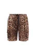 Mens Rtw Dolce & Gabbana - Leopard-print Cotton Cargo Shorts - Mens - Multi