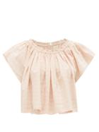Matchesfashion.com Anaak - Haveli Gathered Striped Cotton Blouse - Womens - Light Pink