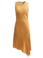 Matchesfashion.com Ann Demeulemeester - Asymmetric-hem Crinkled-satin Dress - Womens - Gold