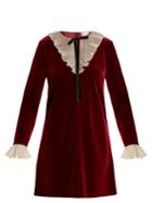 Redvalentino Tie-neck Ruffled Velvet Mini Dress