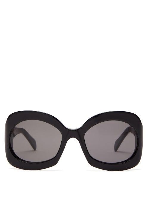 Matchesfashion.com Celine Eyewear - Round Tortoiseshell Effect Acetate Sunglasses - Womens - Black