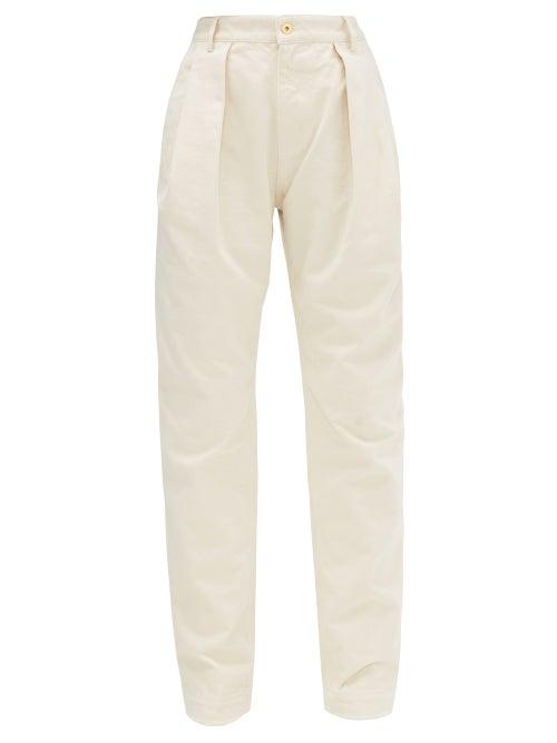 Matchesfashion.com Matthew Adams Dolan - Pleated Straight-leg Jeans - Womens - Ivory