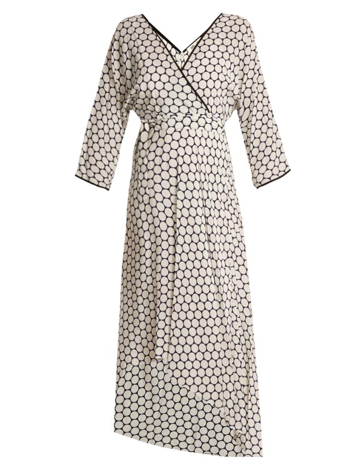Diane Von Furstenberg Honeycomb Dot-print Asymmetric-hem Crepe Dress