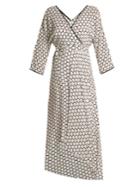 Diane Von Furstenberg Honeycomb Dot-print Asymmetric-hem Crepe Dress