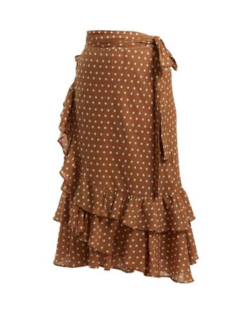Lee Mathews Maisee Polka Dot-print Cotton Wrap Skirt