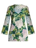 Dolce & Gabbana Ortensia-print Bell-sleeve Stretch-silk Top