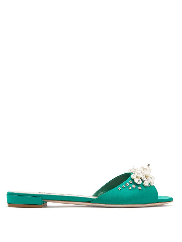 Miu Miu Embellished Satin Slides