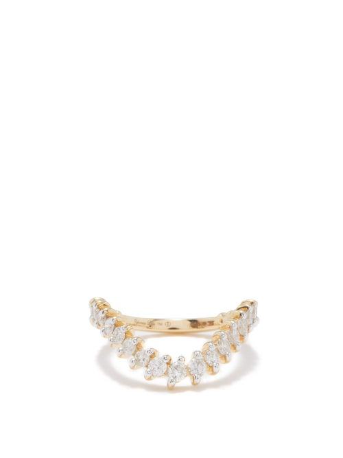 Yvonne Lon - Alliance Vague Diamond & 18kt Gold Ring - Womens - Yellow Gold