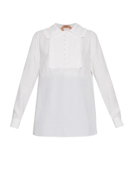 No. 21 Ruffled Crepe-de-chine Shirt