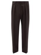 The Row - Marcello Pleated Wool-gabardine Trousers - Mens - Dark Brown