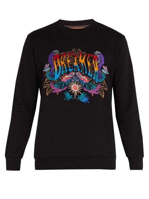 Matchesfashion.com Paul Smith - Dreamer Embroidered Cotton Sweatshirt - Mens - Black