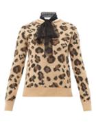 Matchesfashion.com Redvalentino - Leopard Jacquard Cotton Blend Sweater - Womens - Multi