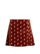 Chloé Horse-embroidered Velvet Mini Skirt