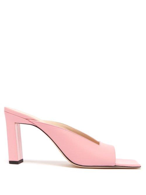 Matchesfashion.com Wandler - Isa Square Open Toe Leather Mules - Womens - Light Pink