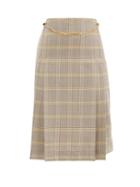 Matchesfashion.com Victoria Beckham - Belted Pleated Checked-wool High-rise Skirt - Womens - Grey