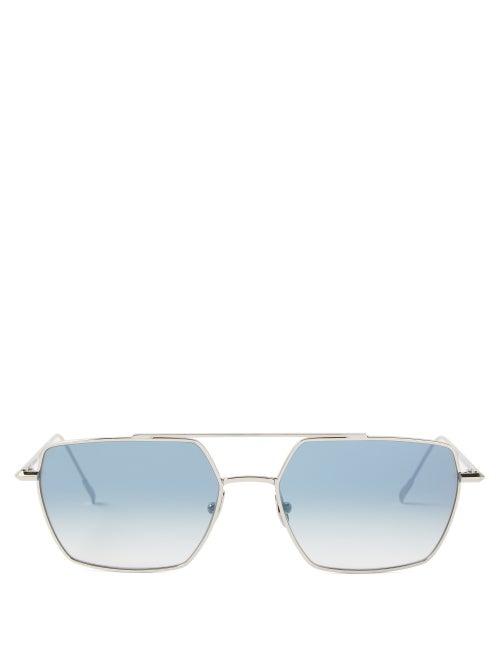 Monc - X Oliver Spencer Osborne Square Metal Sunglasses - Mens - Silver