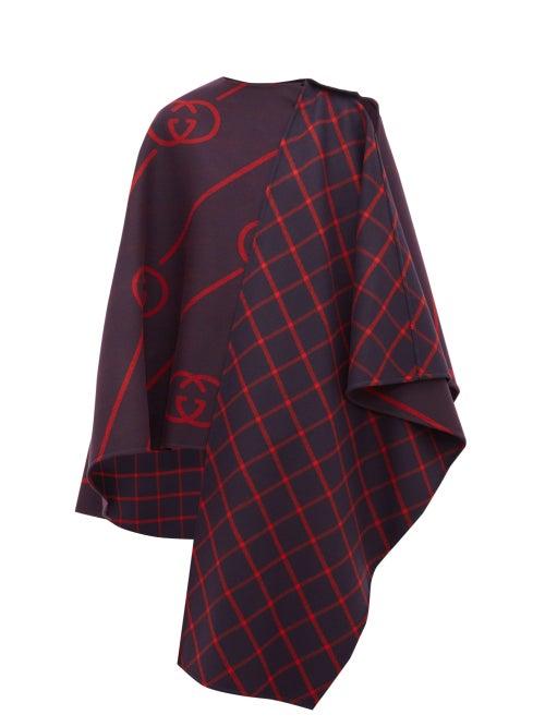 Matchesfashion.com Gucci - Gg Jacquard Wool Blend Cape - Womens - Navy Multi