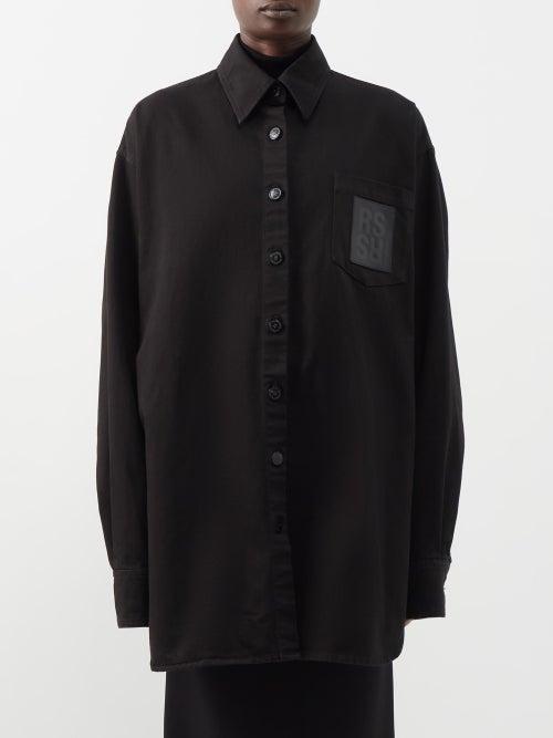 Raf Simons - Logo-patch Oversized Denim Shirt - Womens - Black