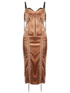 Matchesfashion.com Dolce & Gabbana - Corset Style Satin Dress - Womens - Beige
