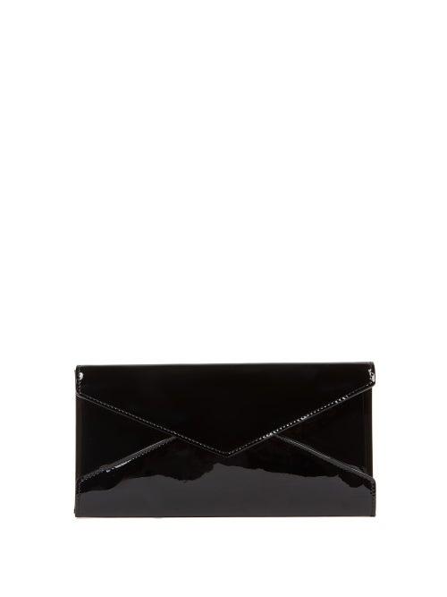 Saint Laurent - Envelope Patent-leather Clutch - Womens - Black