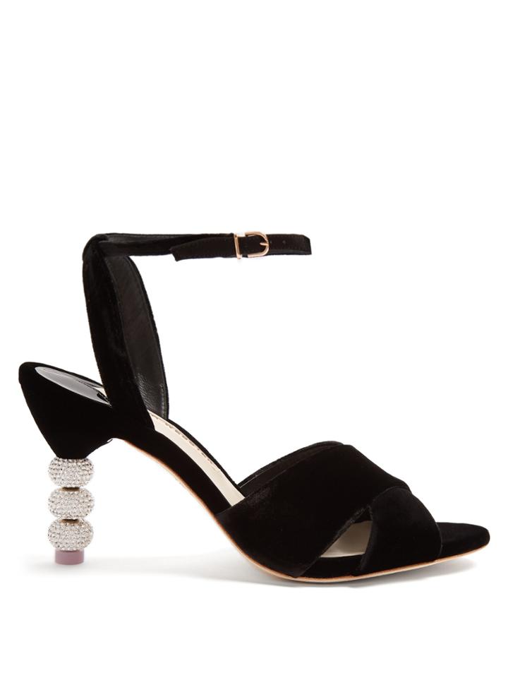 Sophia Webster Natalia Crystal Embellished-heel Velvet Sandals
