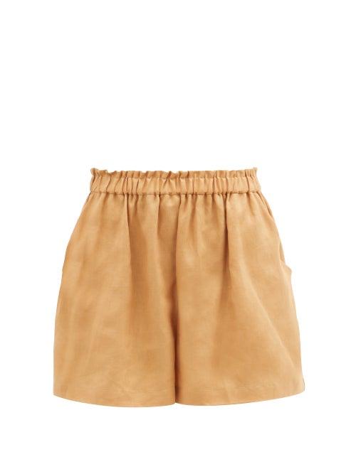 Matchesfashion.com Loup Charmant - Barth High-rise Linen Shorts - Womens - Tan