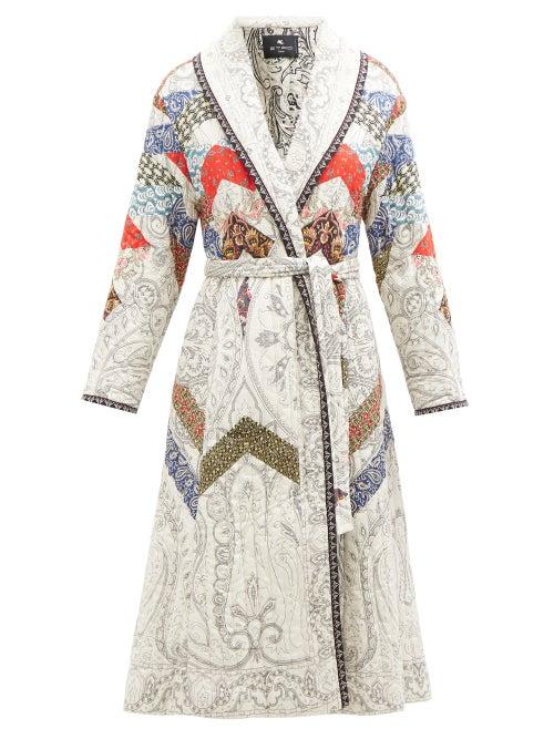 Etro - Montage-print Quilted Cotton-poplin Coat - Womens - White Multi