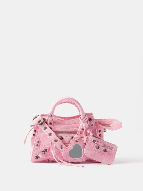 Balenciaga - Neo Cagole Xs Bb-logo Denim Cross-body Bag - Womens - Pink
