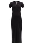 Matchesfashion.com Marine Serre - Moon-embroidered Cotton-blend T-shirt Dress - Womens - Black
